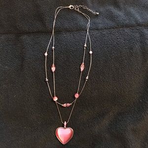 Mauve/pink heart necklace